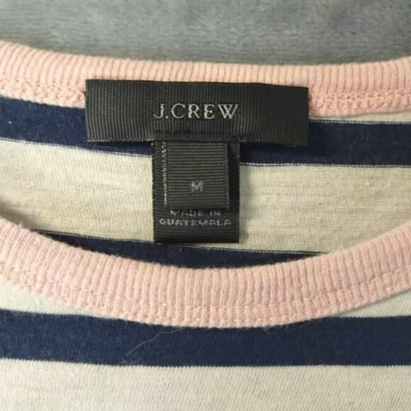 J.Crew Navy Stripe Tee with Pink Trim Size‎ M 100% Cotton comfy cute pink trim - Picture 2 of 10